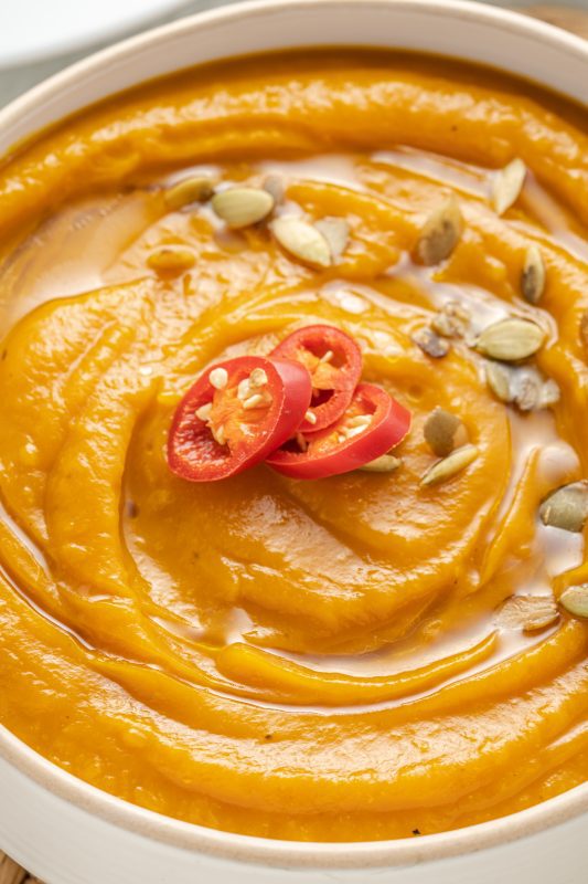 roasted pumpkin soup with pumpkin seeds