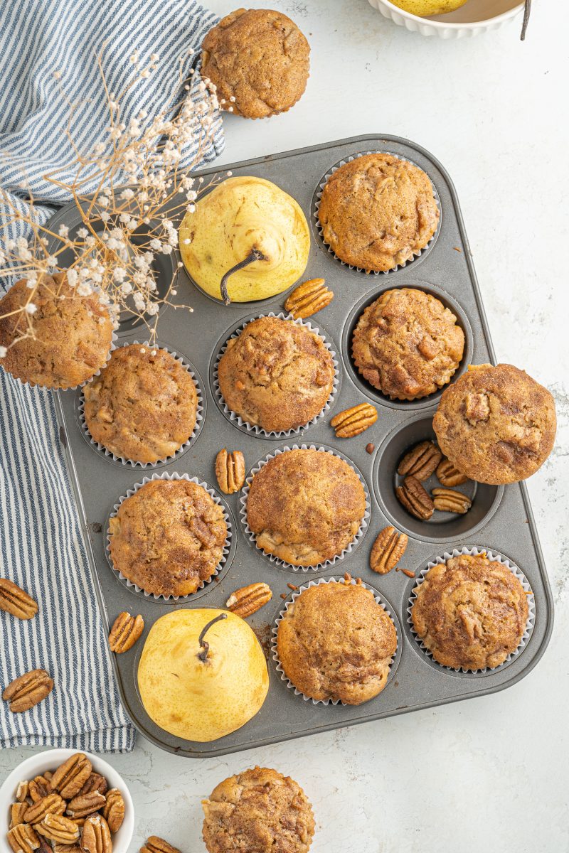 Pear Muffins in a tin