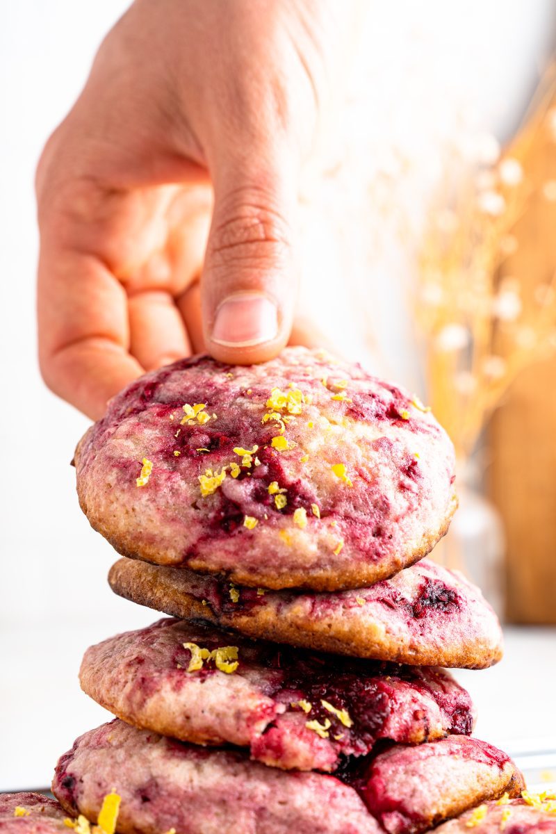 Stacked White Chocolate Raspberry Cookies 