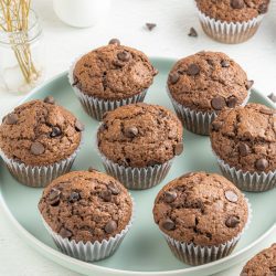 Finished batch of Double Chocolate Muffins