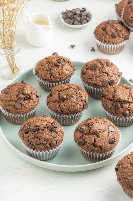 Finished batch of Double Chocolate Muffins