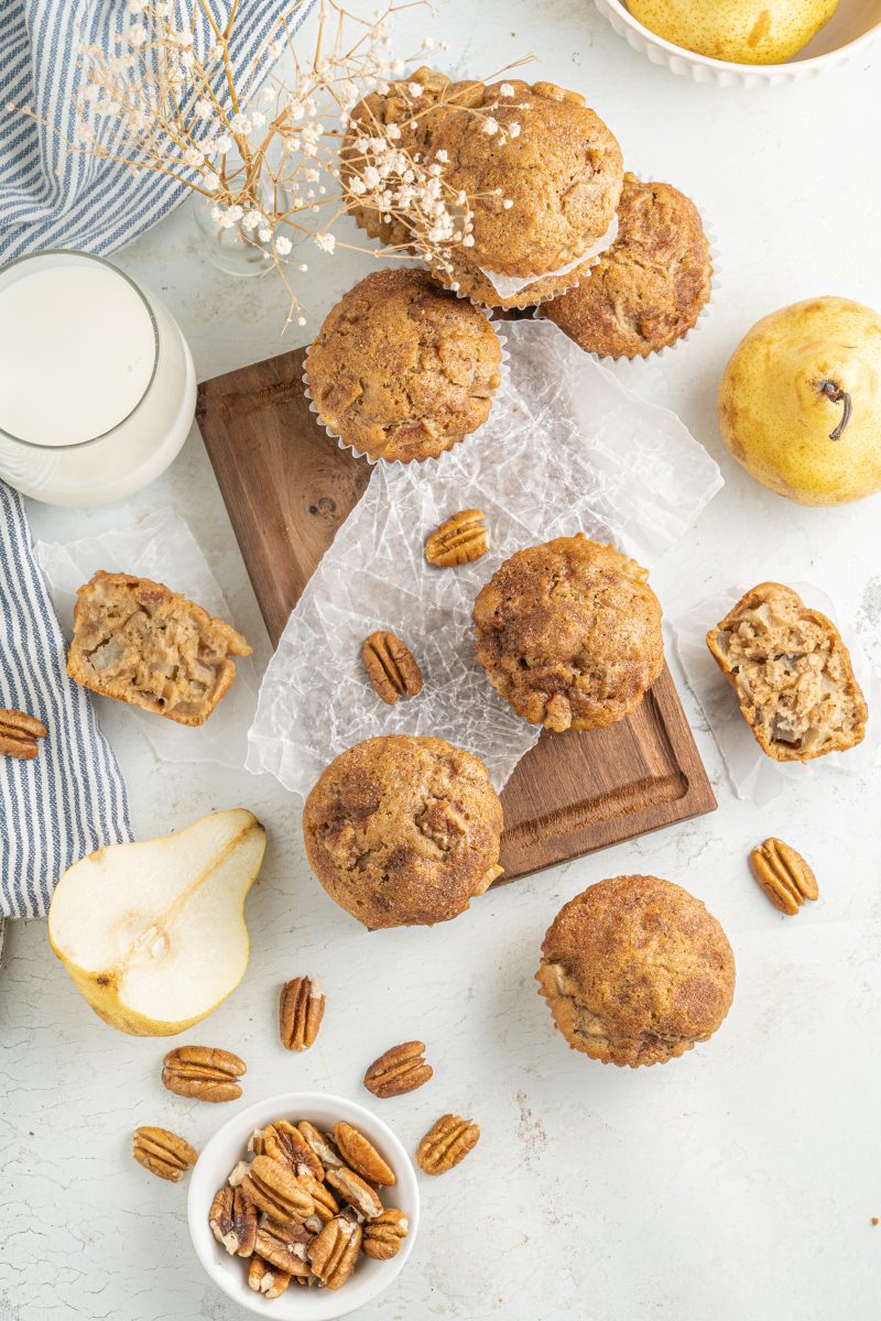 Pear Muffins on a platter