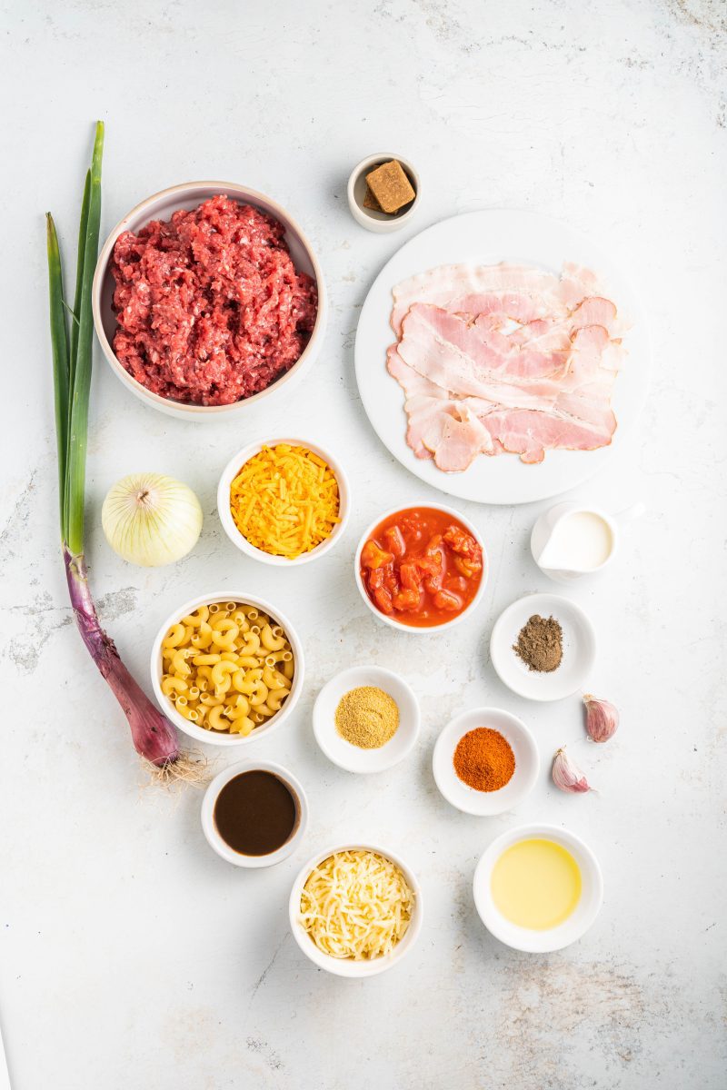 Ingredients to Cheeseburger Casserole
 