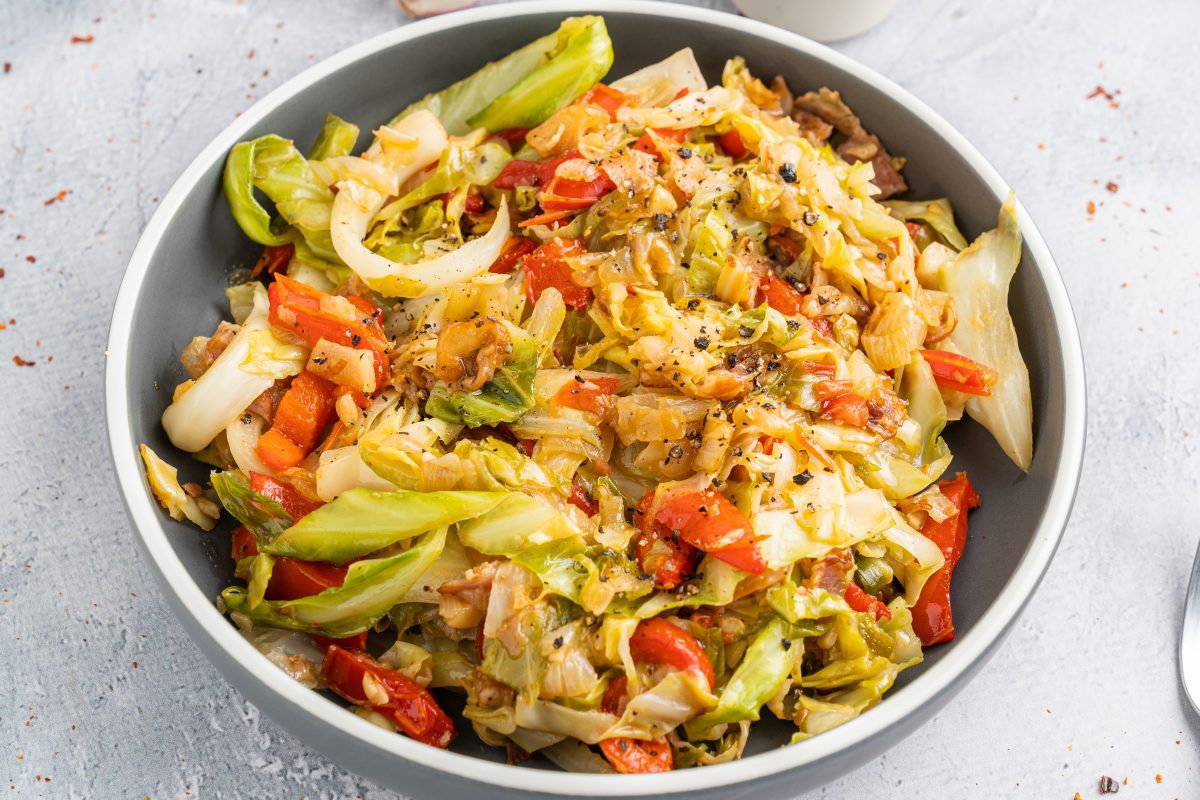 Cabbage and Bacon in a bowl 