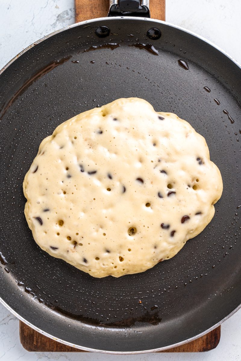 Cooking Chocolate Chip Pancakes
