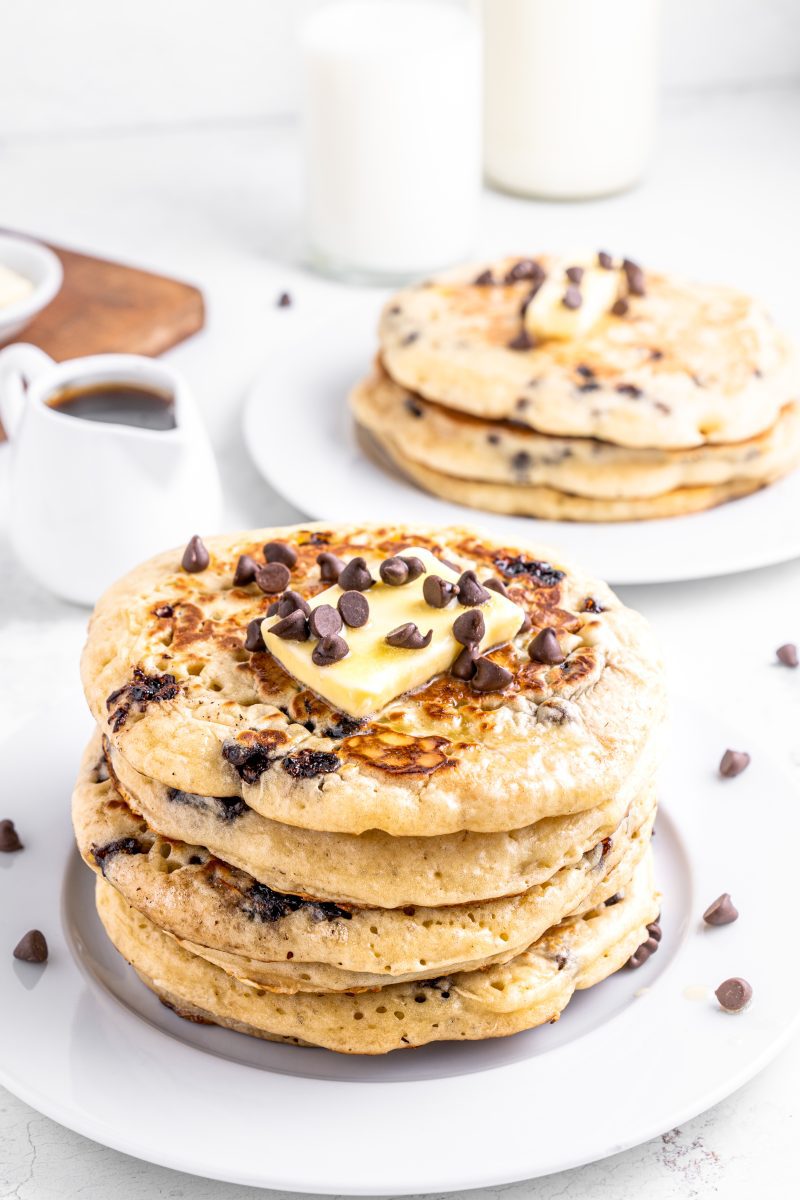 Stacked Chocolate Chip Pancakes
