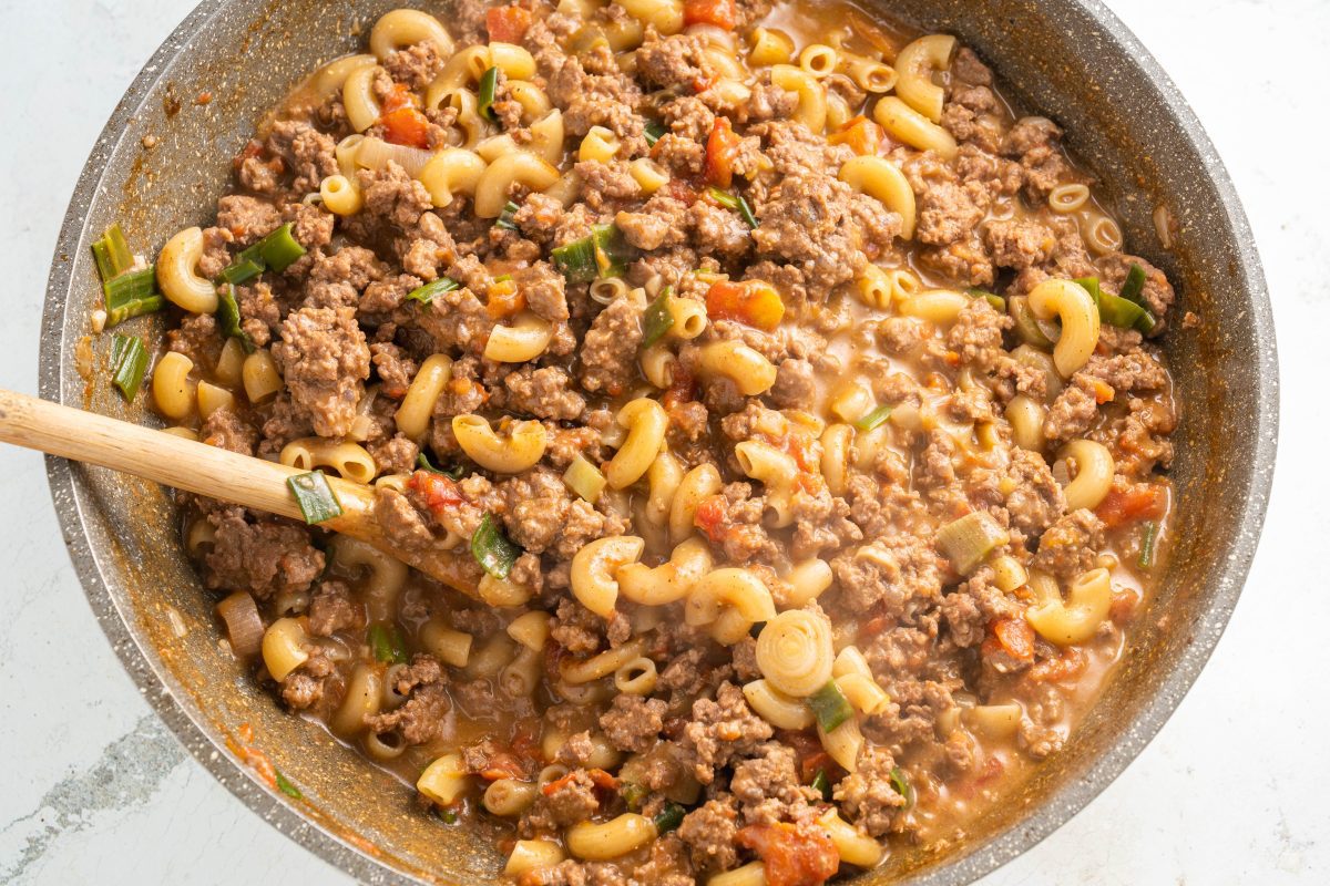 Cooking Cheesy Hamburger Casserole
