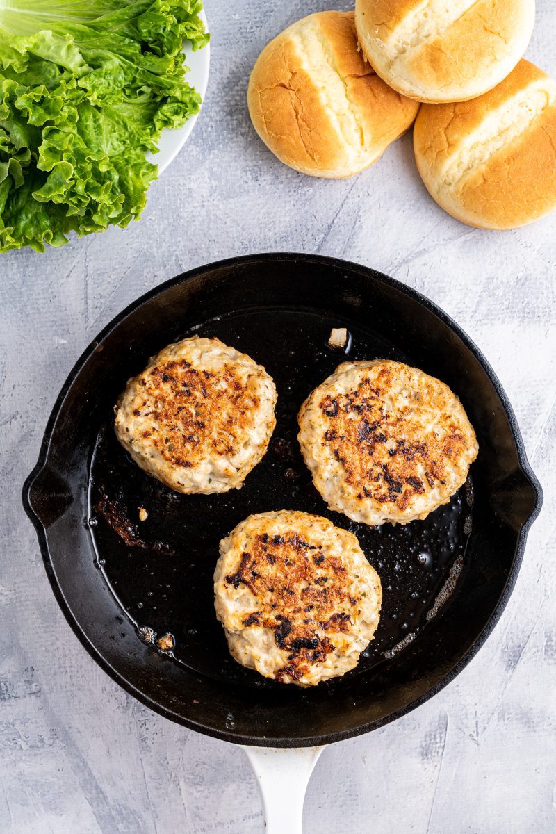 Cooking Ground Chicken Burger 
