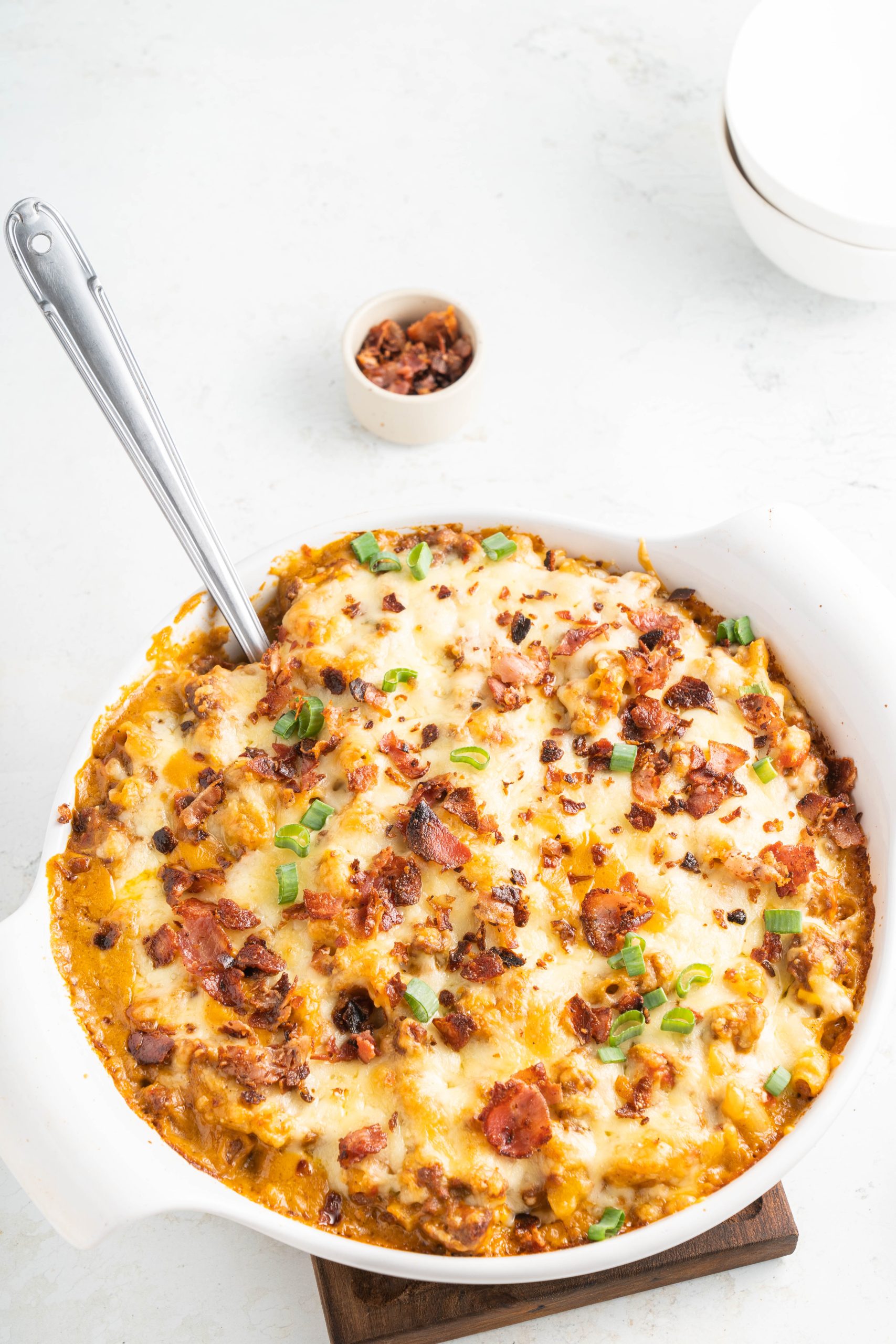 Cheesy Hamburger Casserole in a dish
