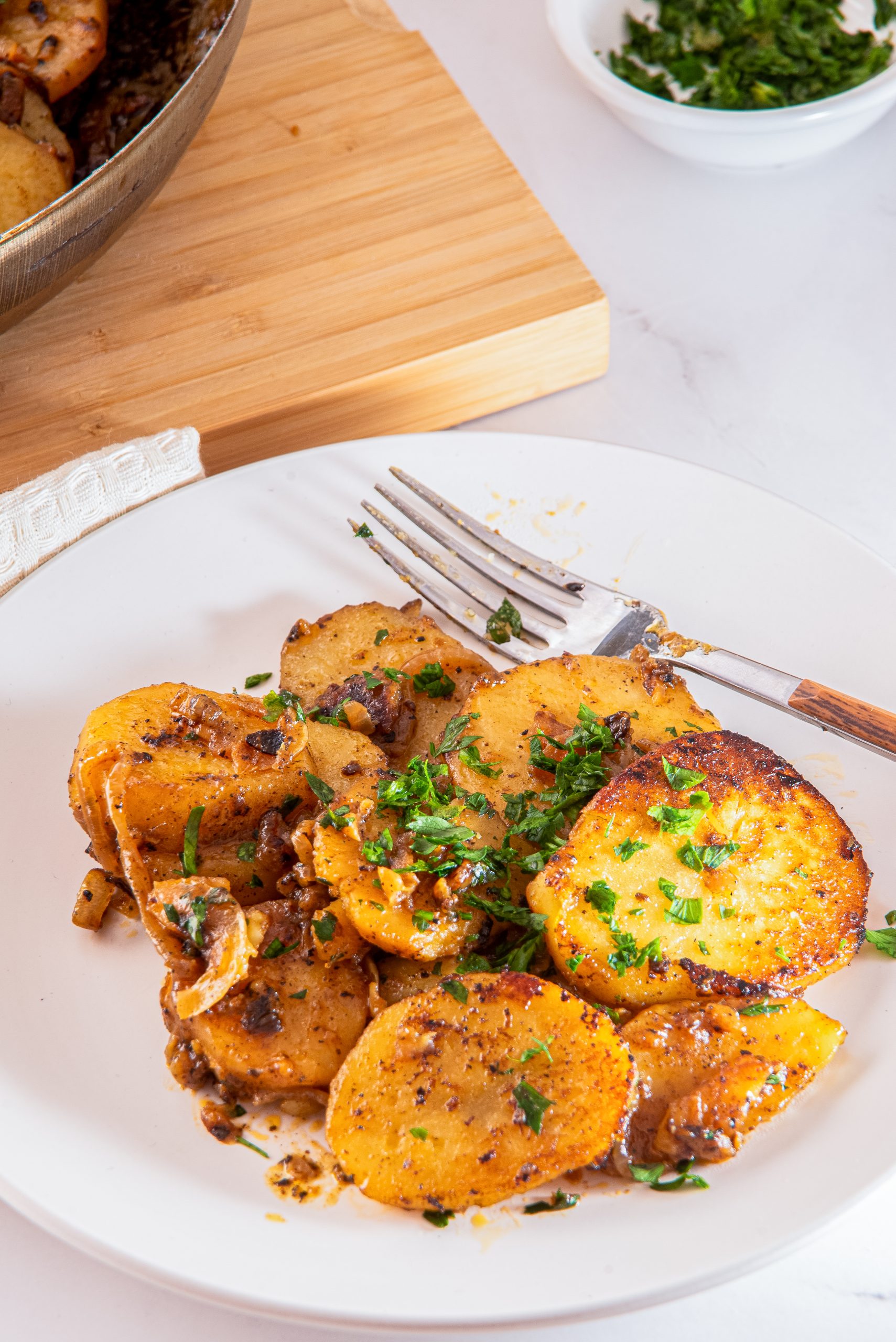 Smothered Potatoes on a plate
