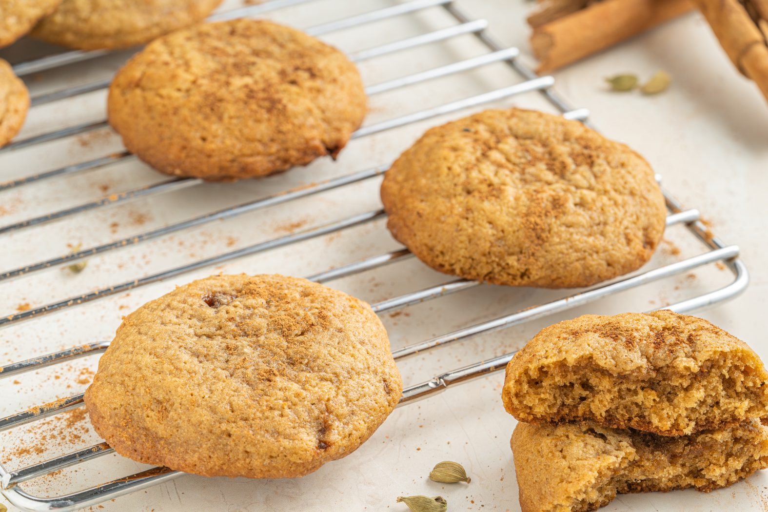 Chai Tea cookies on a rack