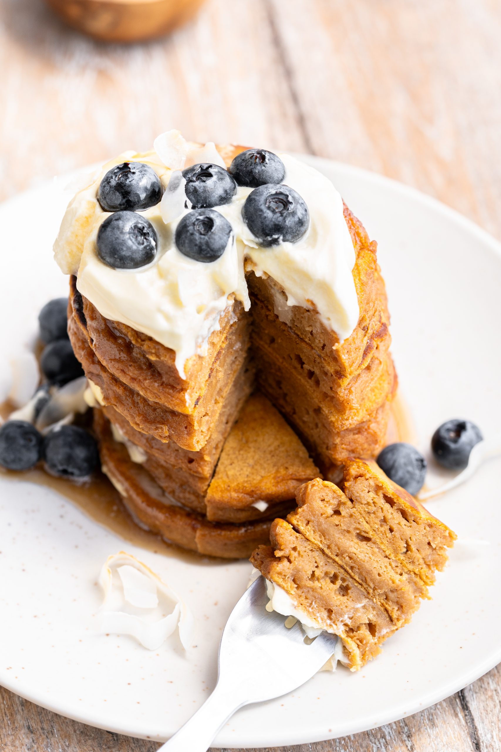 sweet potato pancakes with blueberries