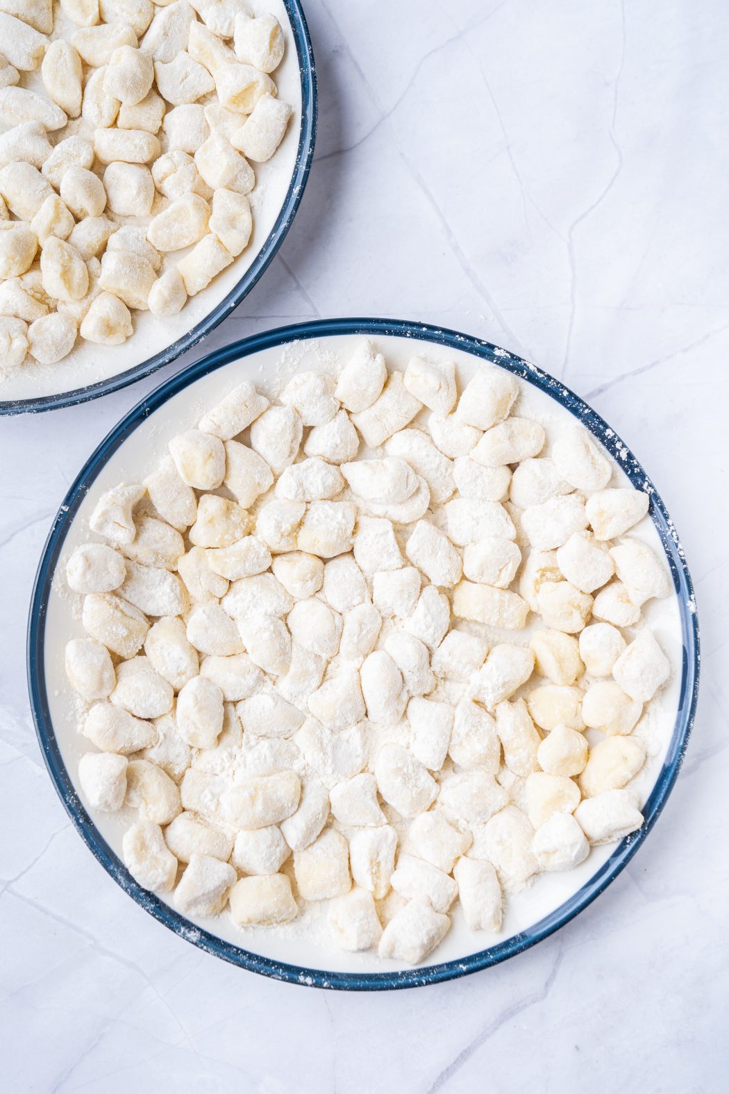 Uncooked potato gnocchi on a plate