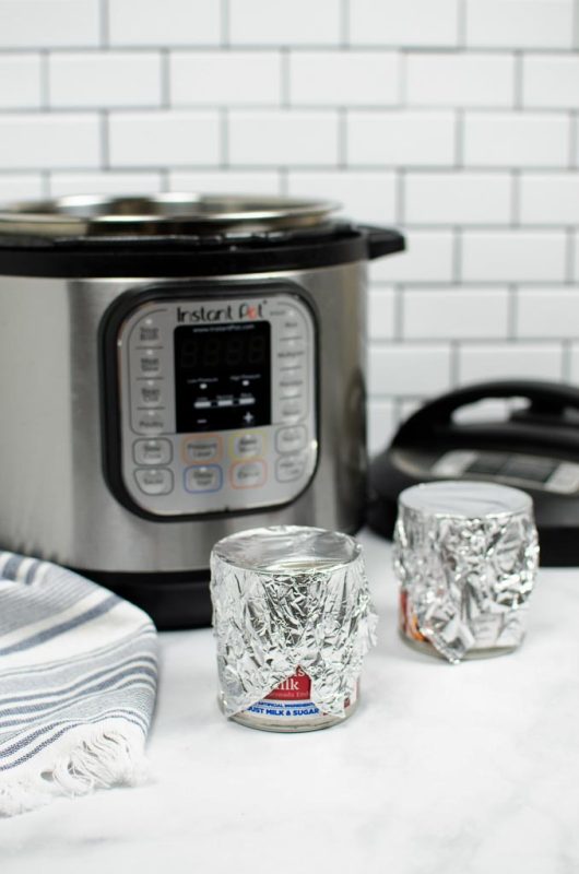 sweetened condensed milk covered with tin foil