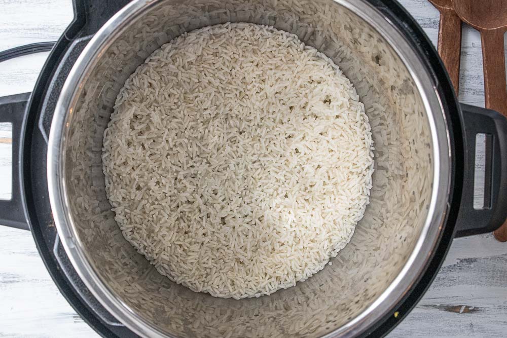 cooked long grain white rice in an Instant Pot