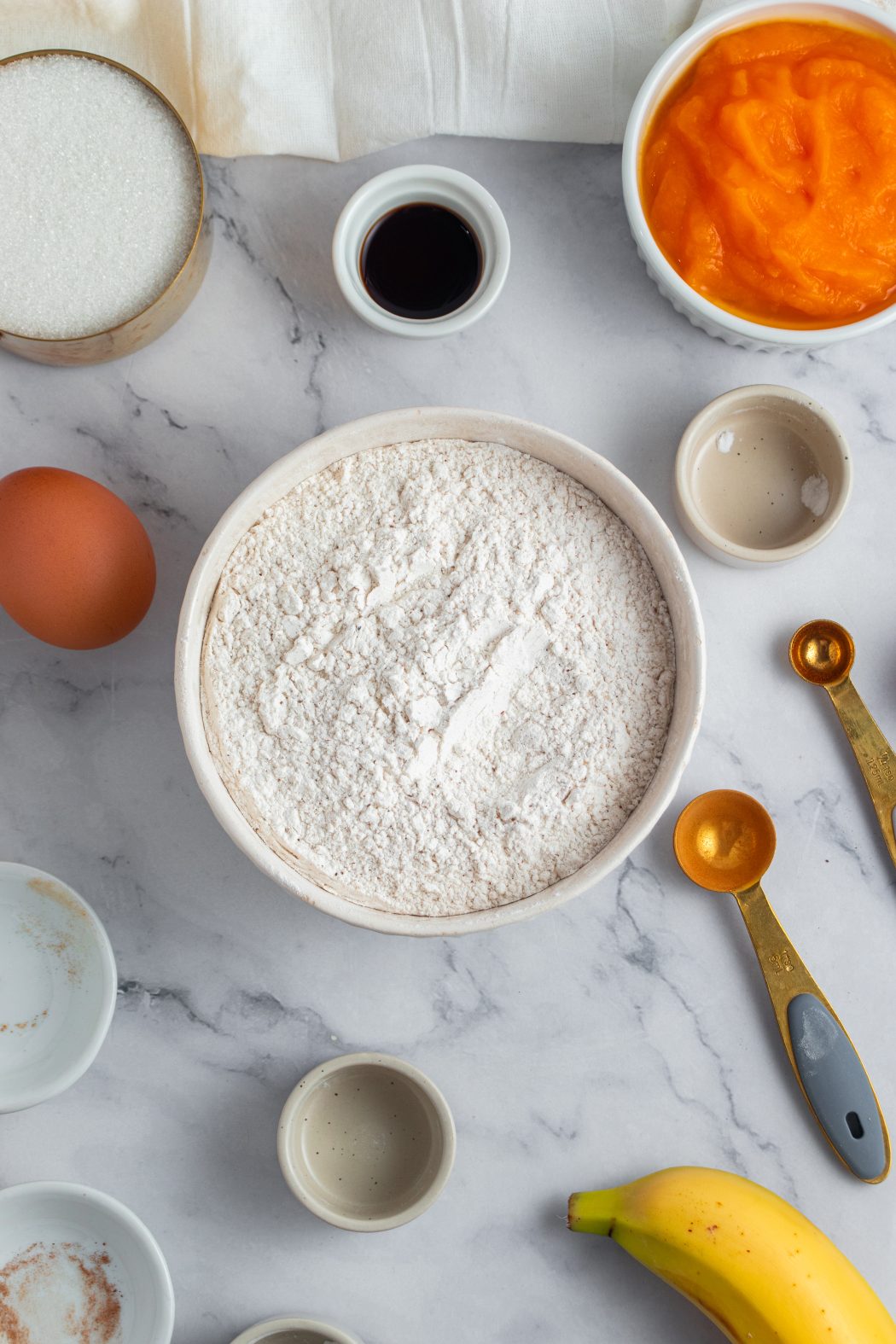 ingredients for pumpkin banana muffins