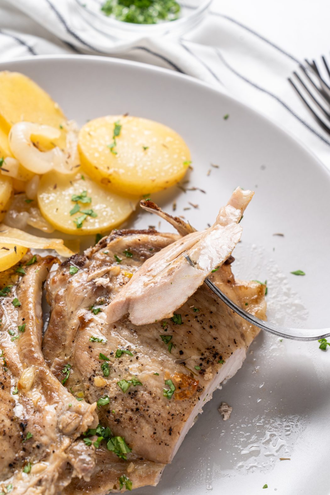 pork chop and baked potatoes one pan