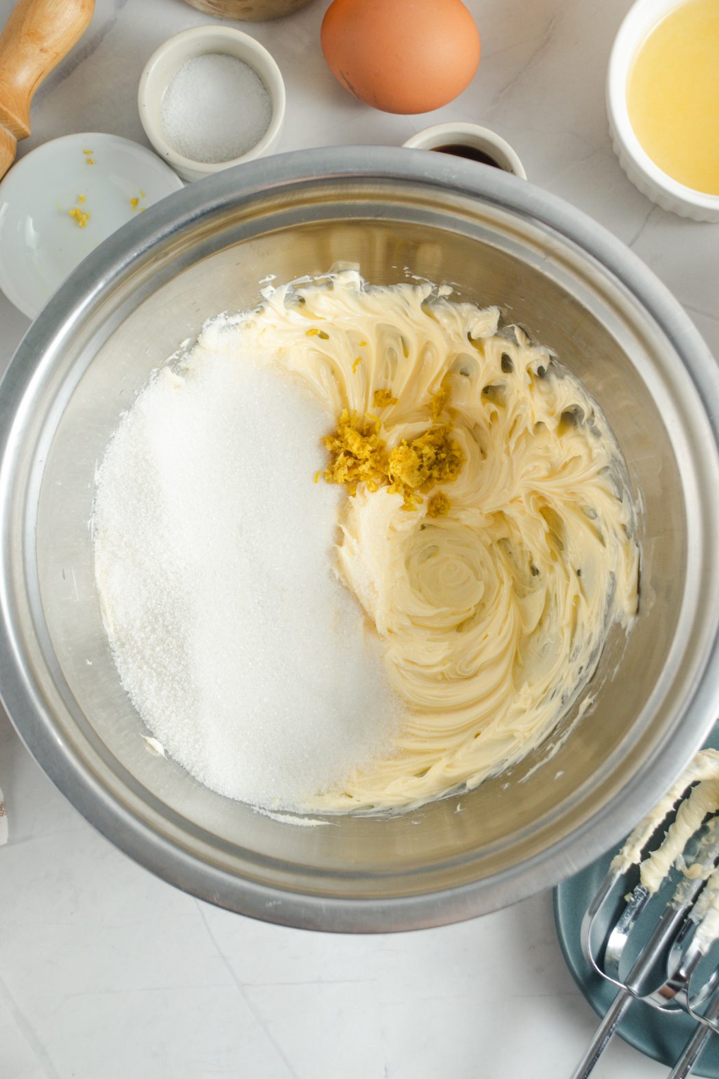 lemon-shortbread-cookie-dough-in-a-mixing-bowl