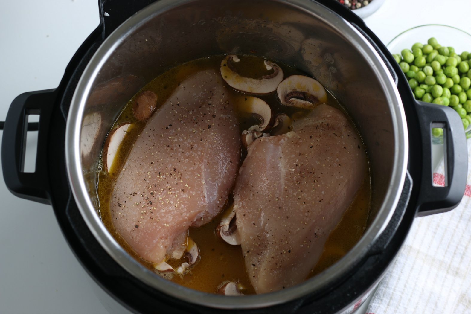 raw chicken added to the instant pot 