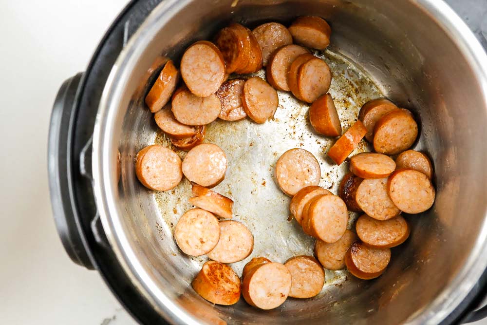 sausage cooking in the Instant Pot