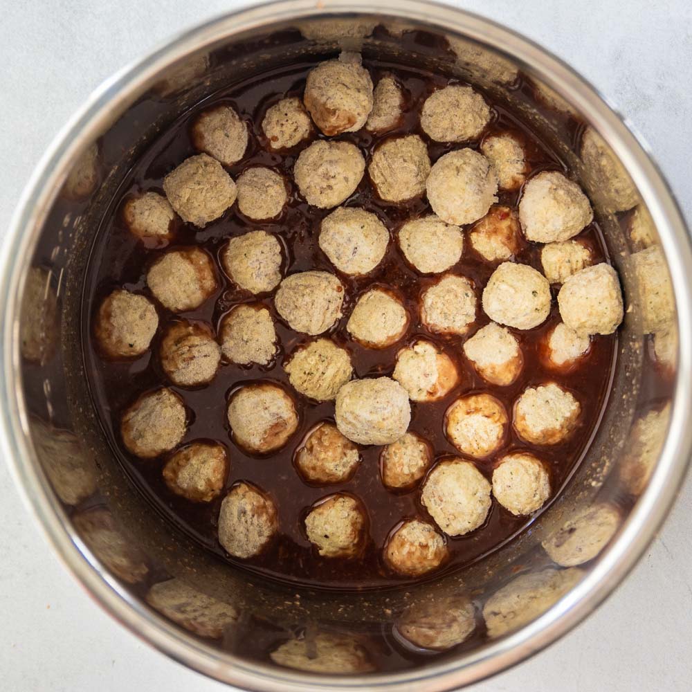 frozen meatball in an instant pot with grape jelly ingredients