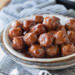instant pot grape jelly meatballs on a plate