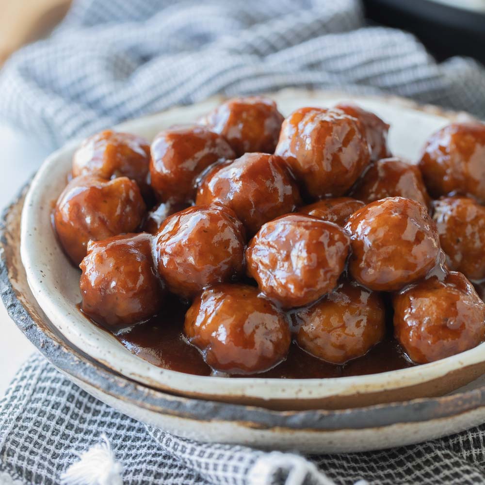instant pot grape jelly meatballs on a plate
