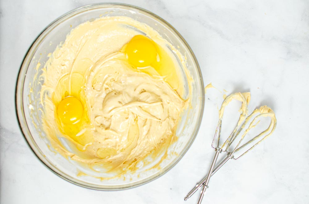 cheesecake mixture with eggs