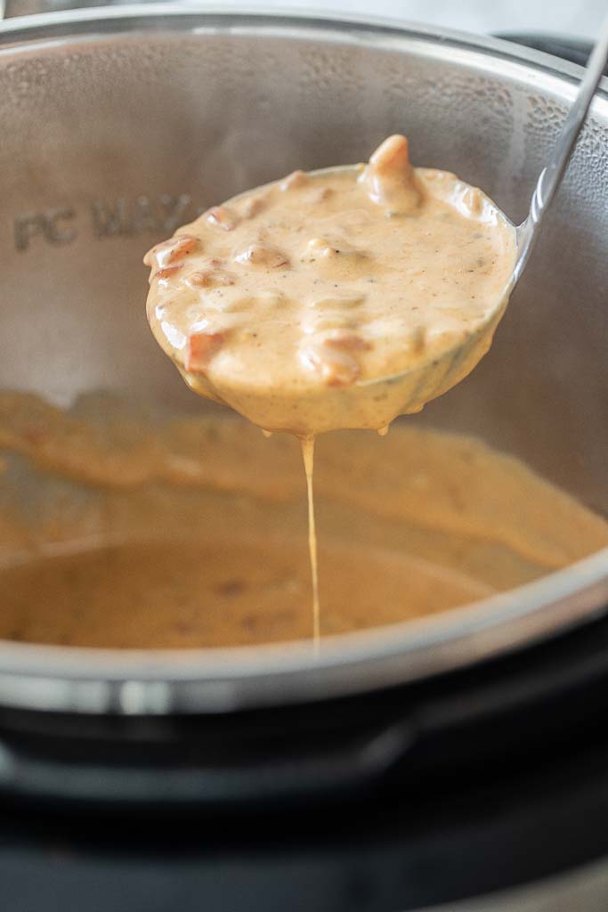 queso in a ladle