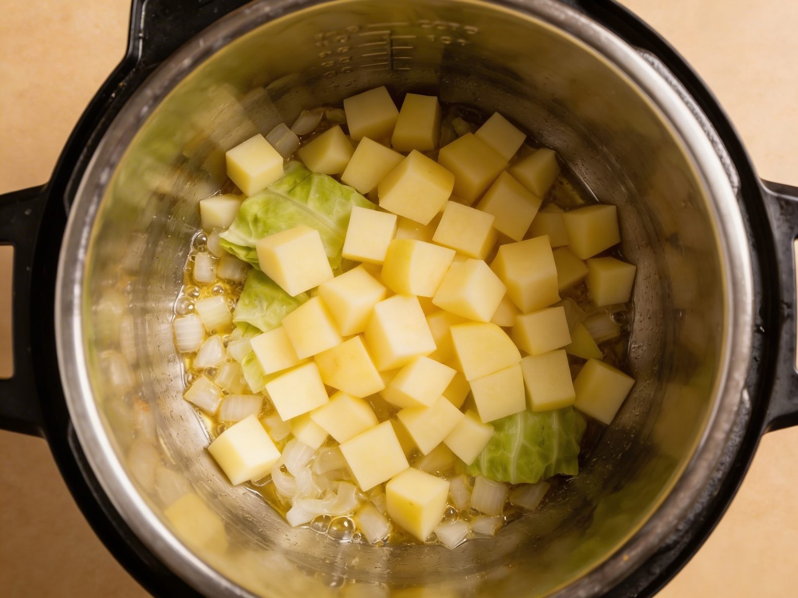 chopped potatoes for colcannon in an Instant Pot
