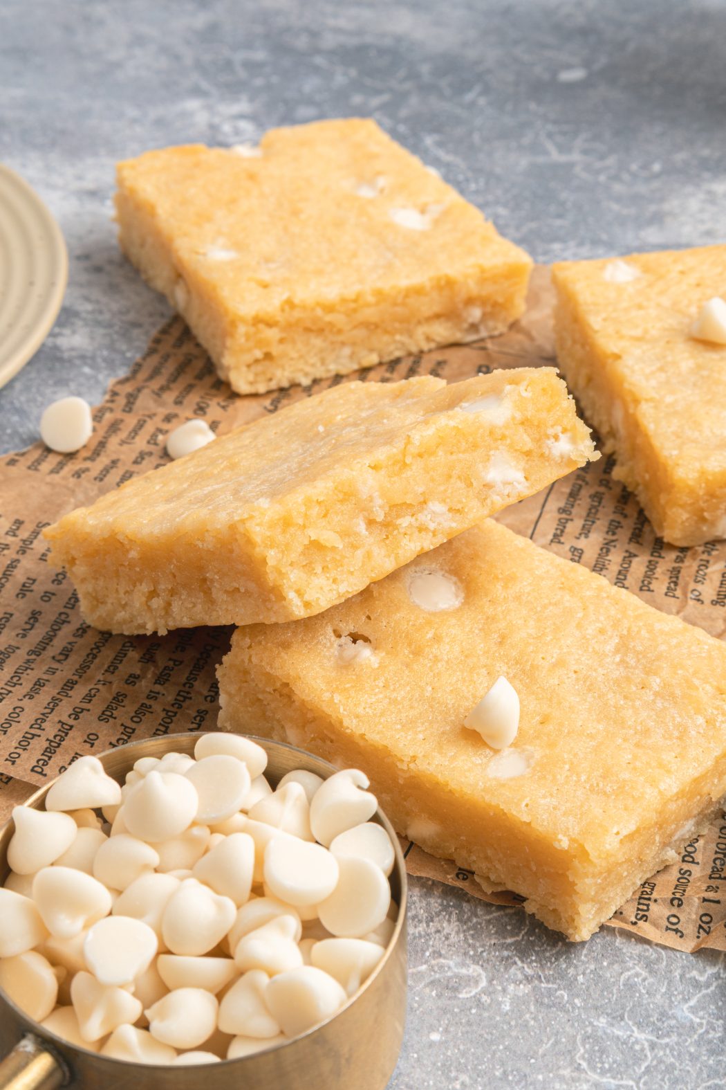 white chocolate brownies and white chocolate chips